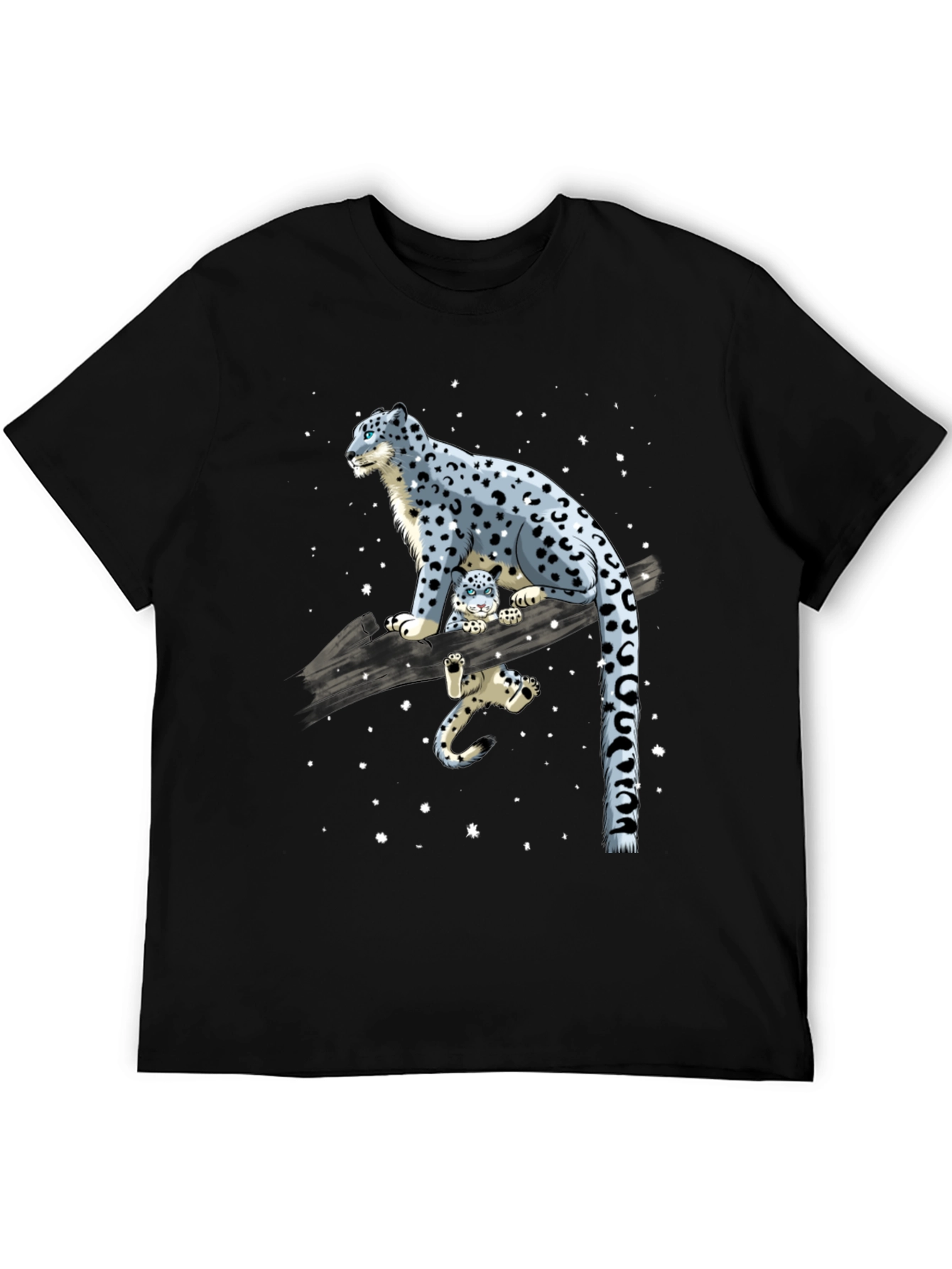 Black Snow Leopard Family Black Graphic Tee view 5