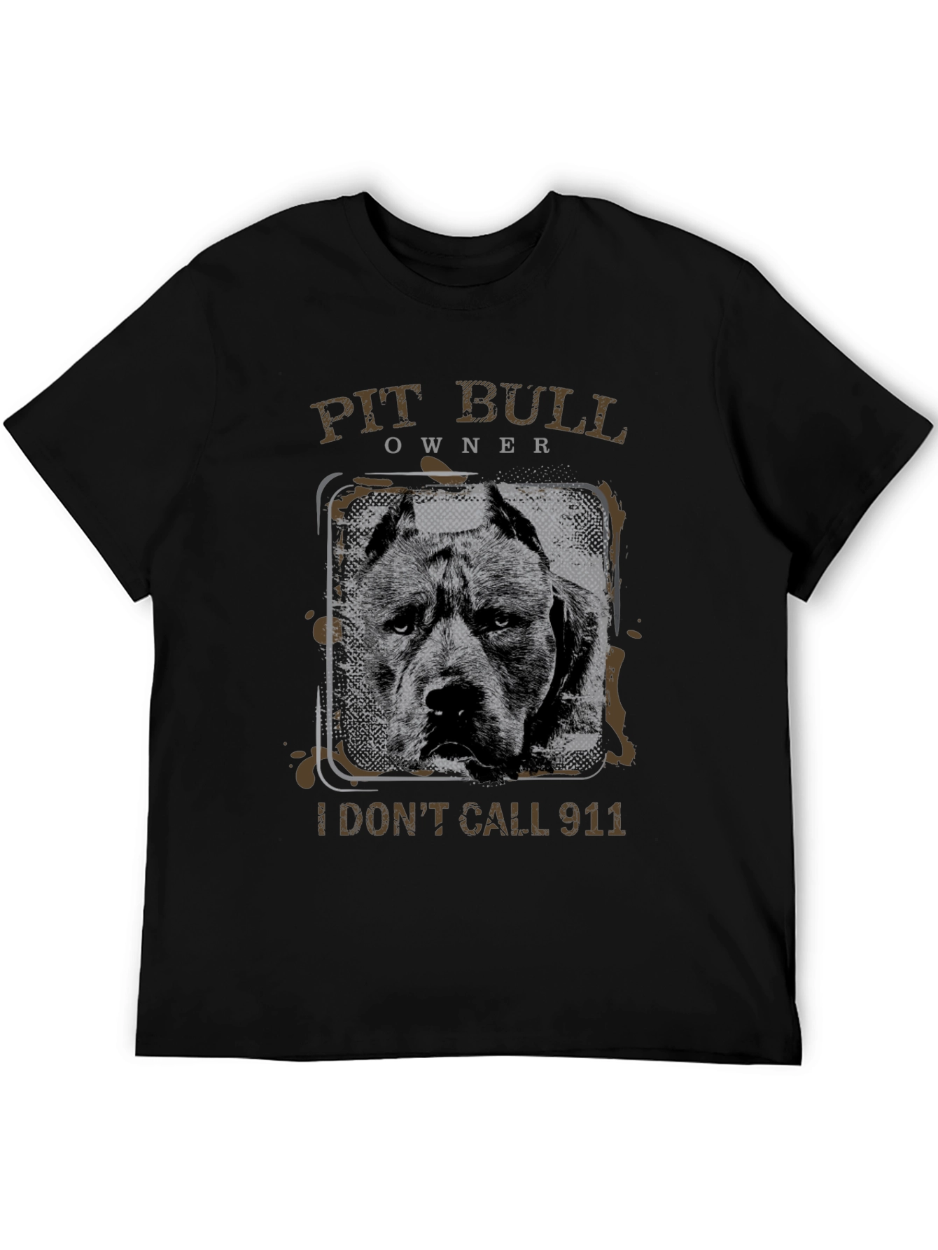 Black Pit Bull Owner T-Shirt - I Don't Call 911 view 5