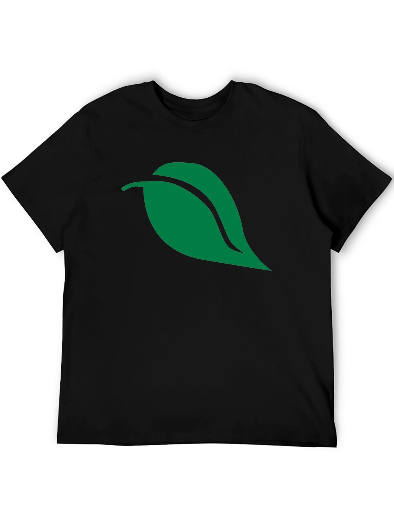 Black Green Leaf Graphic Black T-Shirt view 5