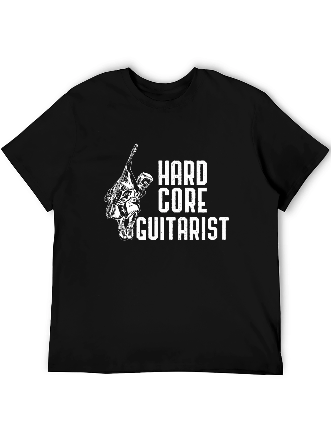 Black Hardcore Guitarist Black Graphic T-Shirt view 5