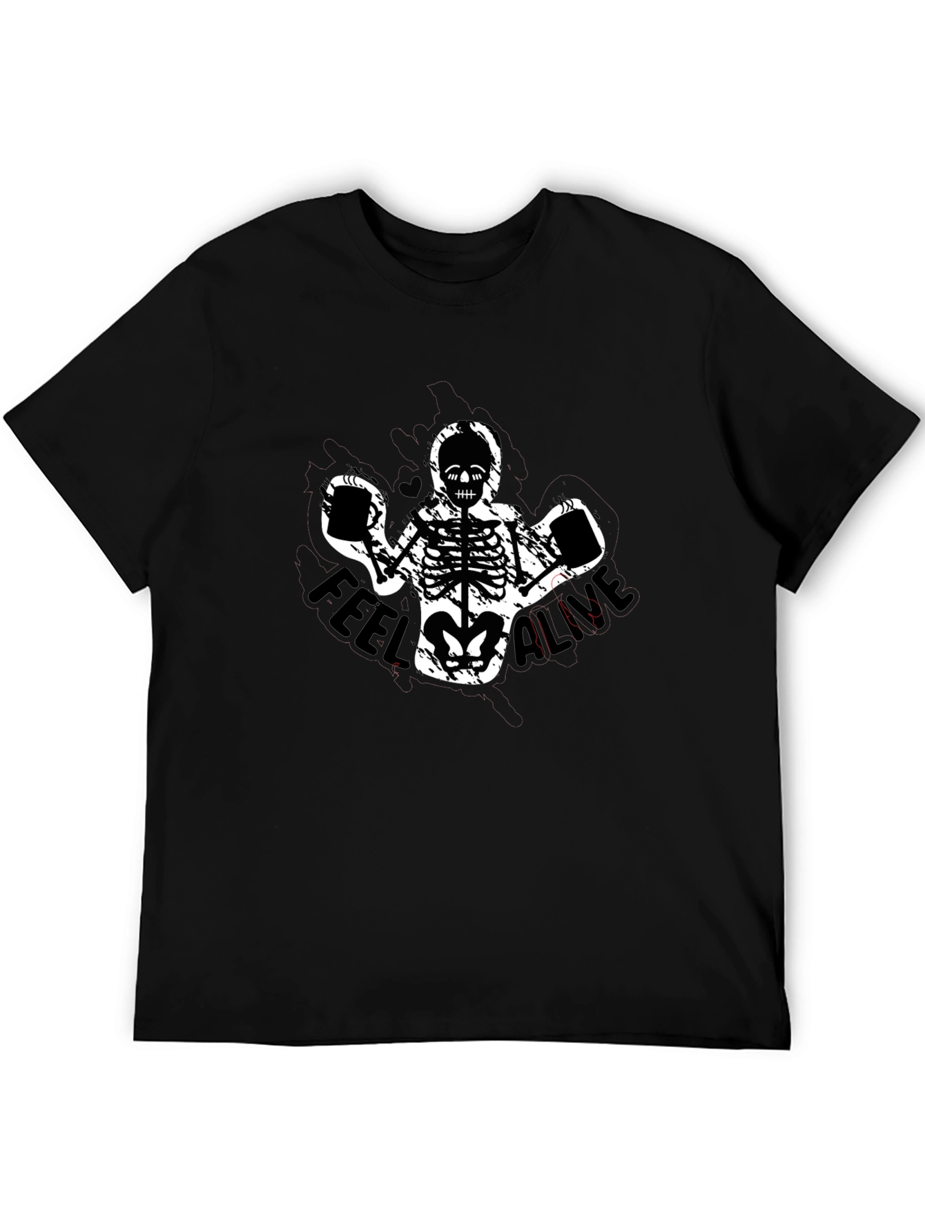 Black Feel Alive Skeleton Graphic T-Shirt view 5