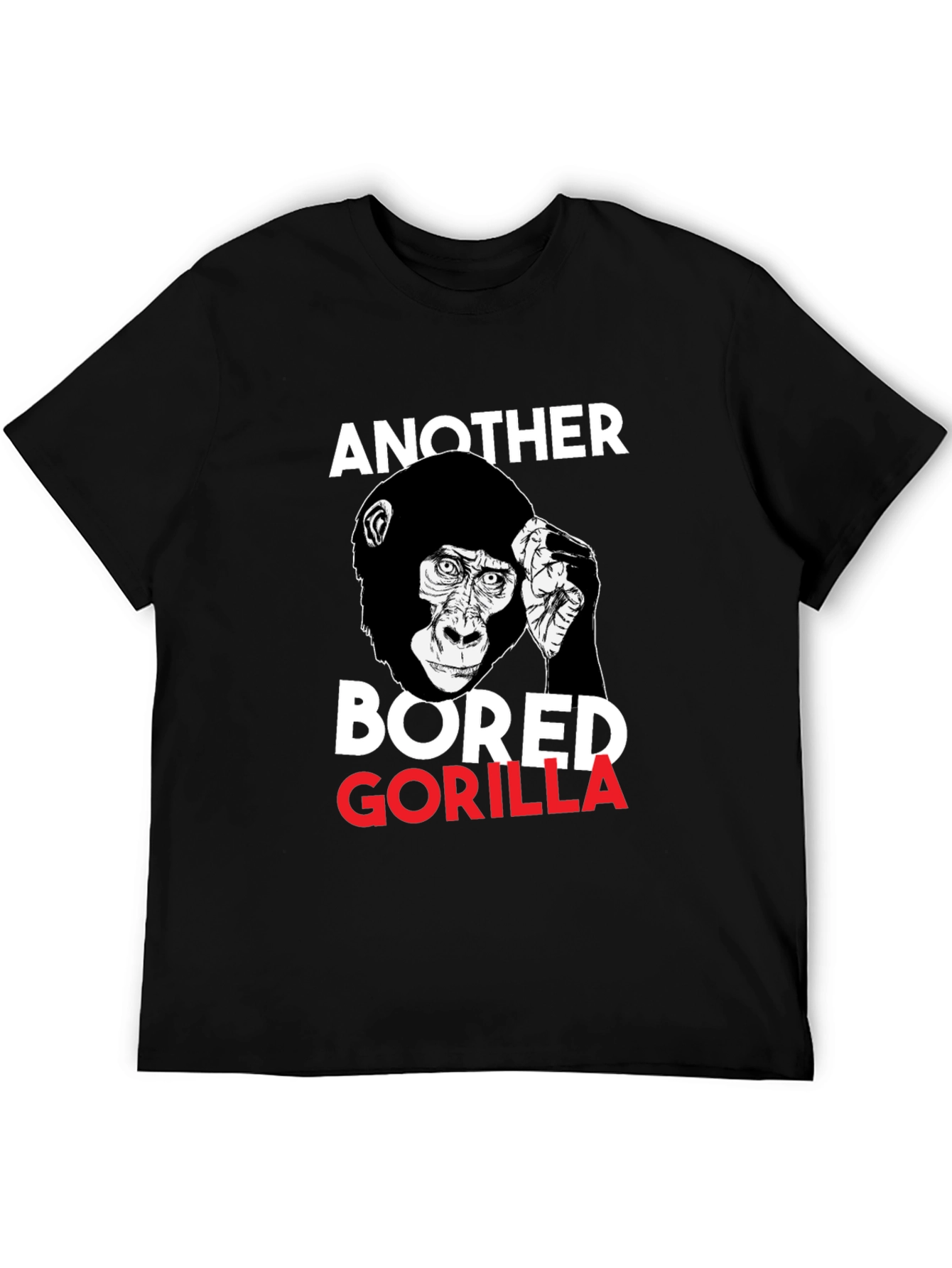Black Bored Gorilla Graphic Tee - Unisex Black T-Shirt view 5