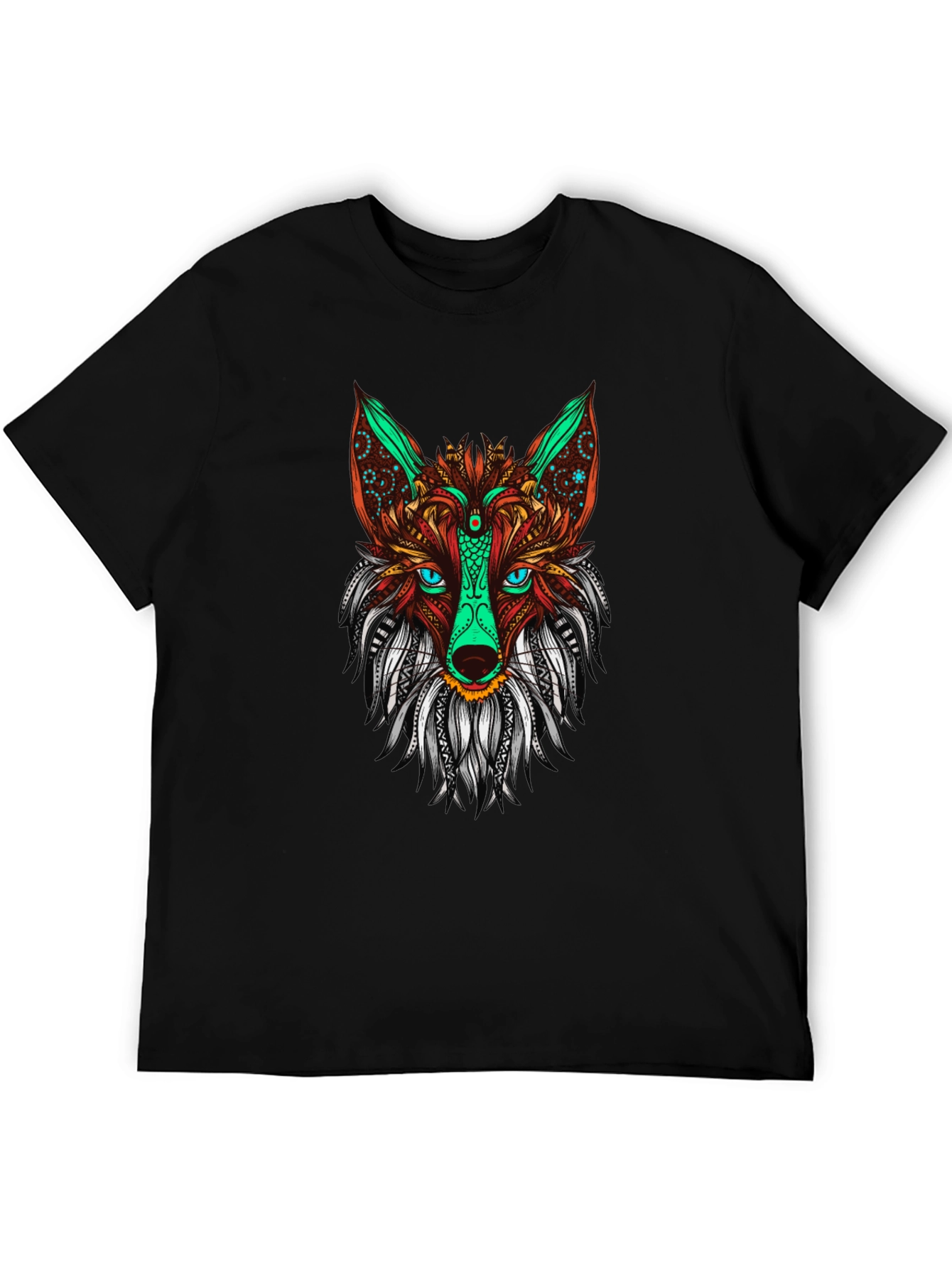Fox Graphic Print Men's Black T-shirt - 5