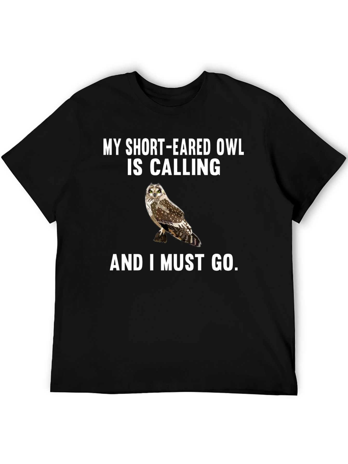 Black Short-Eared Owl Calling Men's T-Shirt view 5