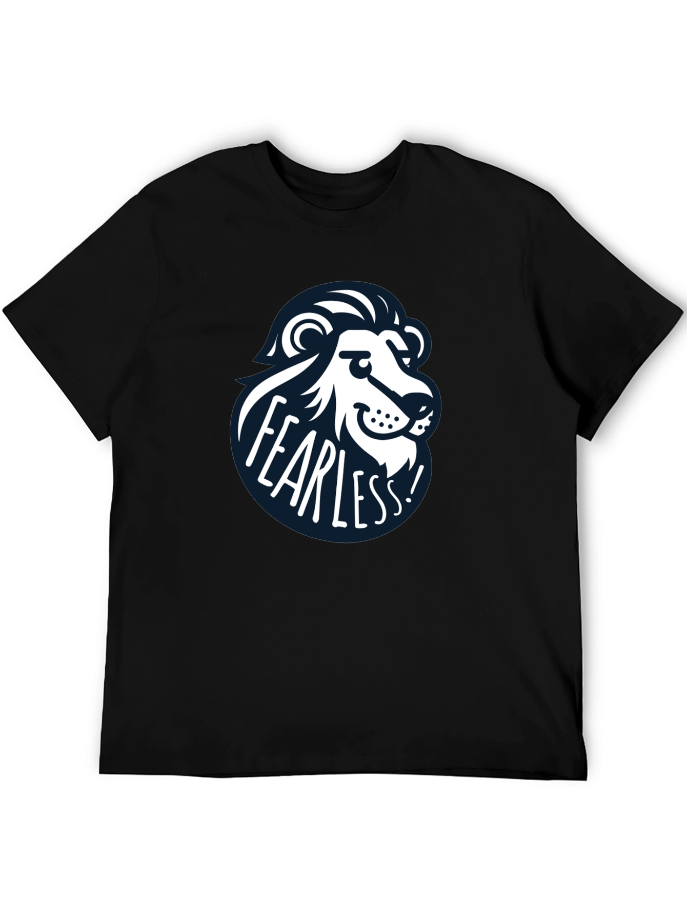 Black Fearless Lion Graphic Tee - Black Cotton T-Shirt view 5