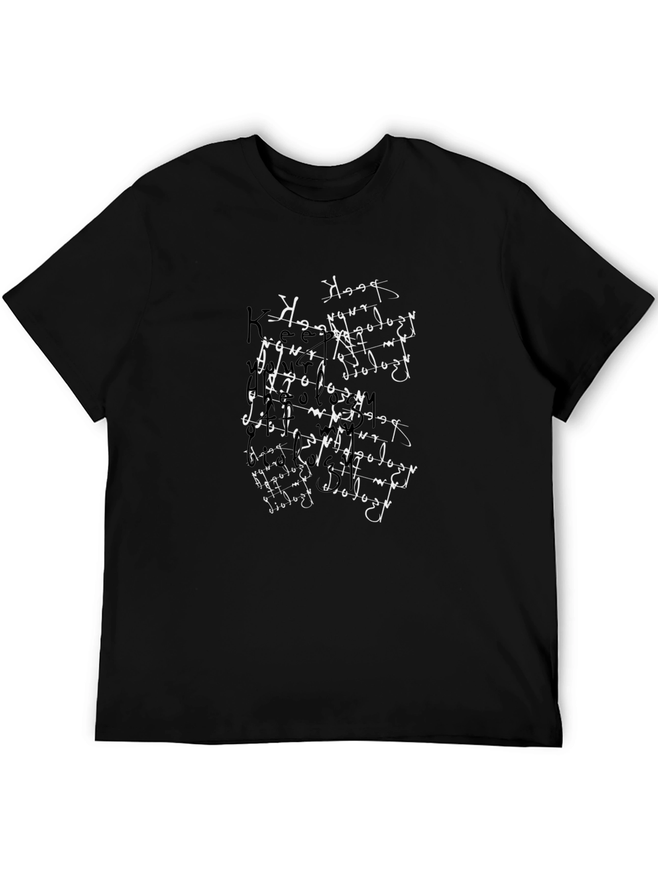 Black Abstract Script Black Tee view 5