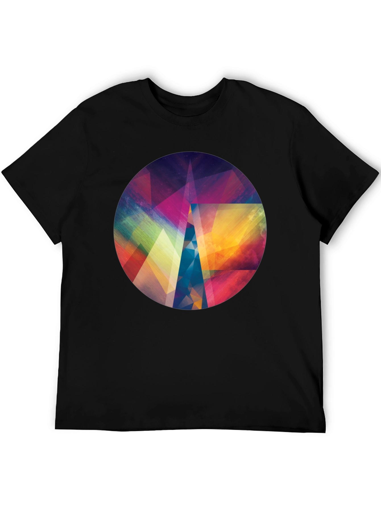 Black Geometric Abstract Art Men's Black T-Shirt view 5
