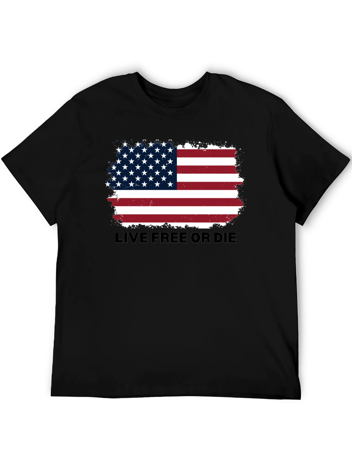 Black American Flag 'Live Free or Die' Graphic Tee view 5