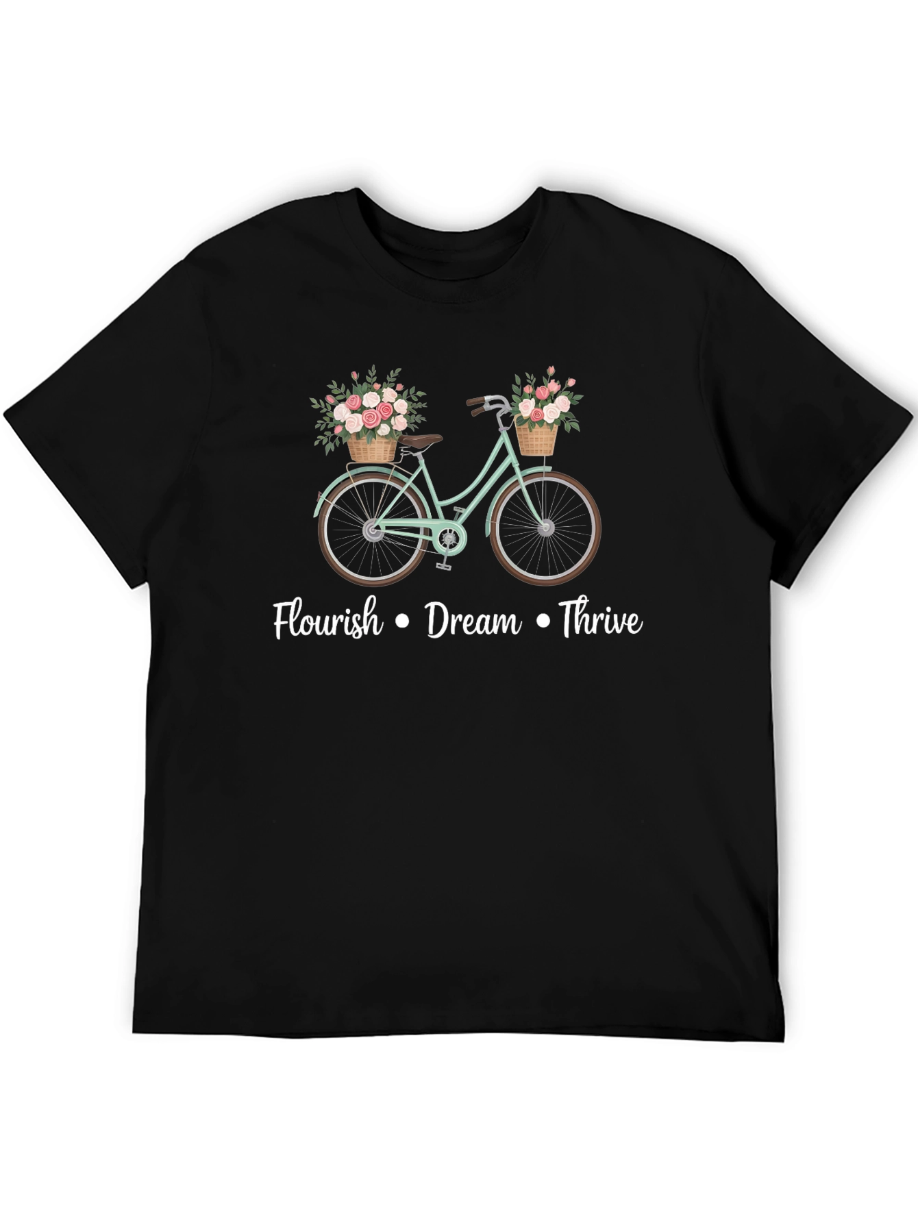 Black Floral Bicycle T-Shirt - Flourish Dream Thrive Tee view 5