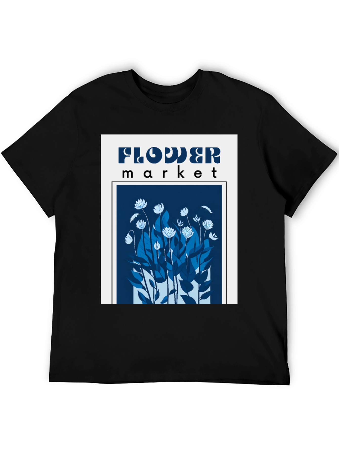 Black Flower Market Graphic Tee - Black Cotton Blend view 5