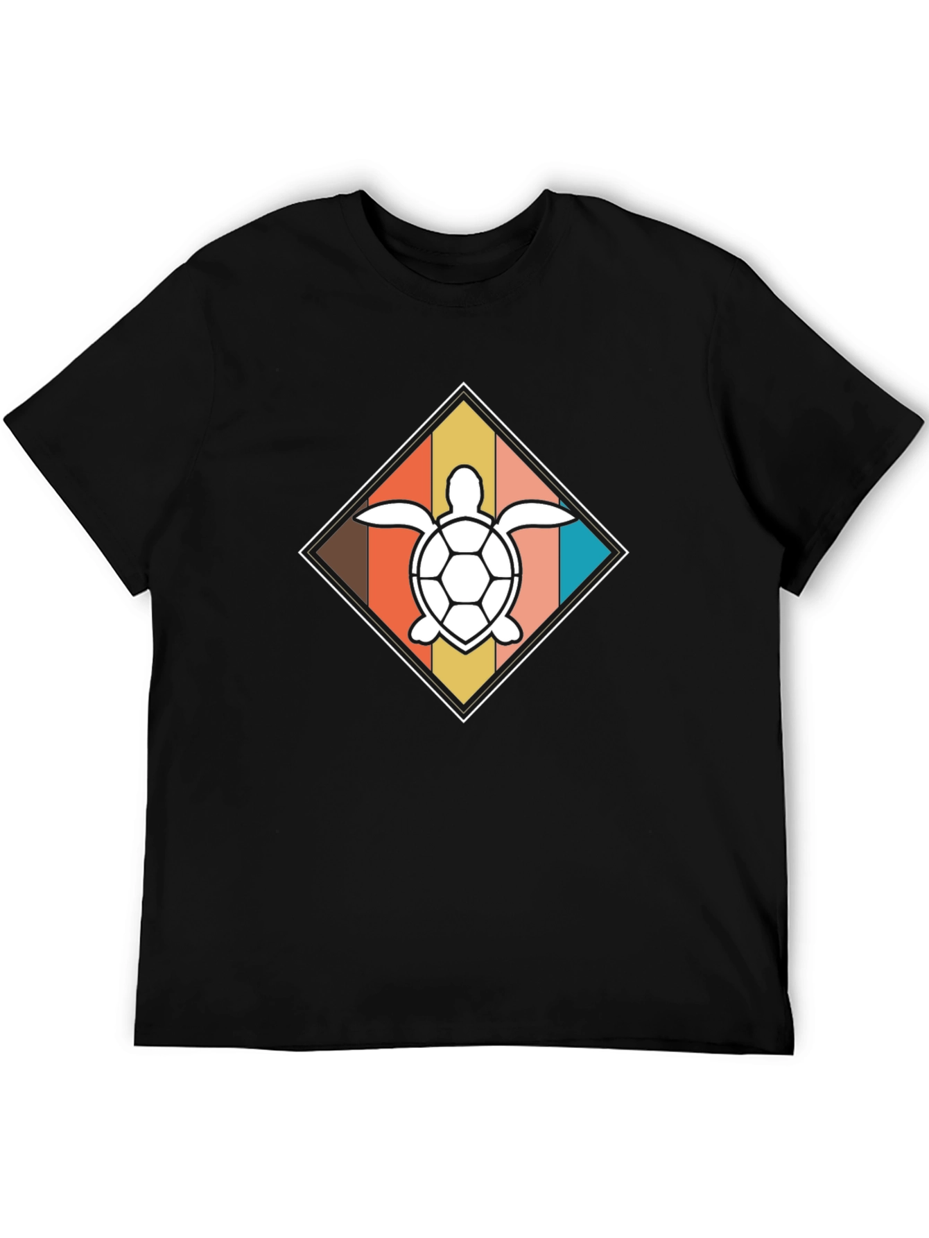 Black Retro Turtle Diamond Graphic Tee - Black view 5