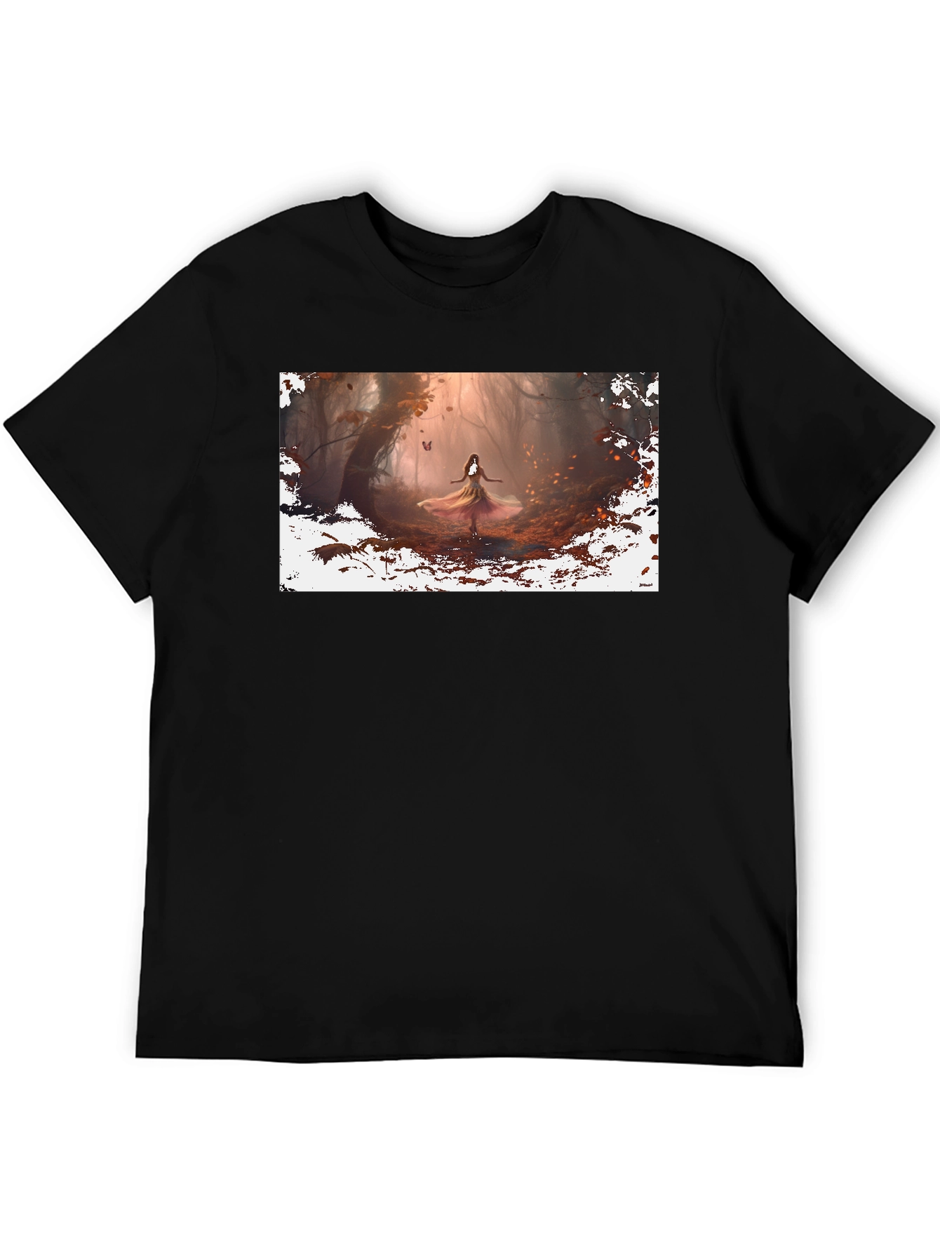 Black Enchanted Forest Graphic Tee - Black view 5