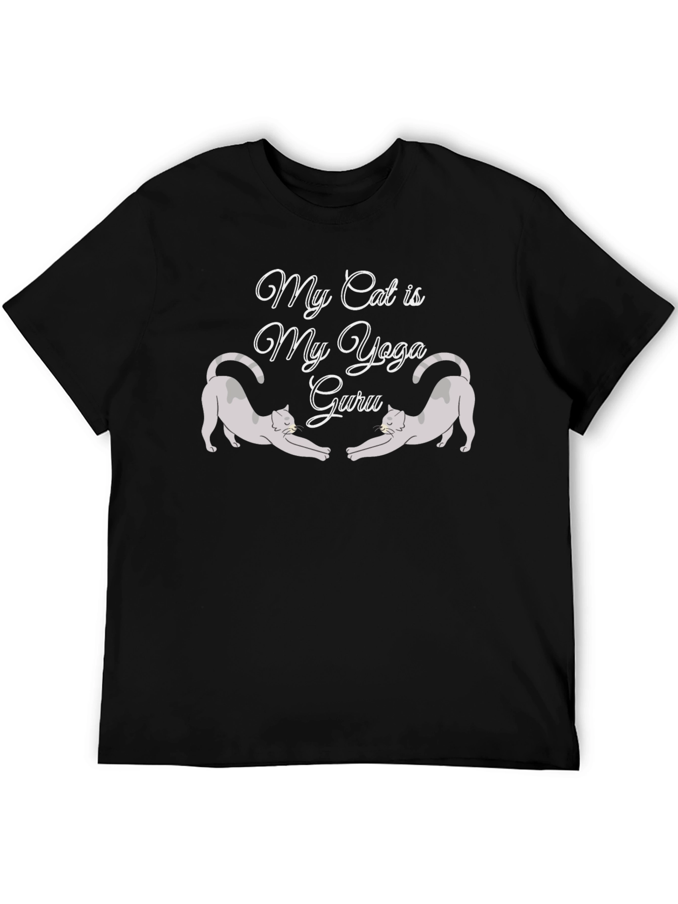 Black My Cat is My Yoga Guru Black T-Shirt view 5