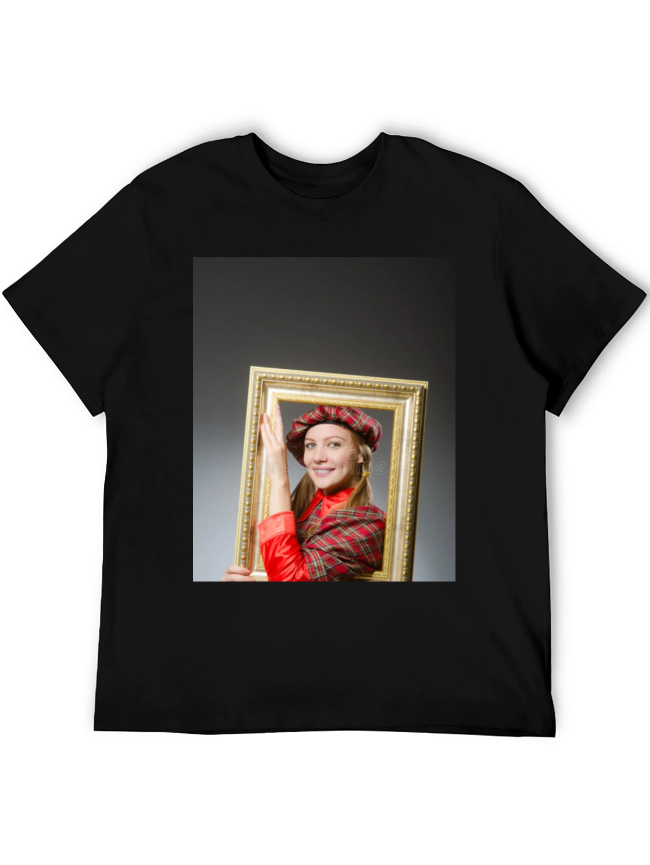 Black Funny Framed Woman Graphic Tee - Novelty T-Shirt view 5