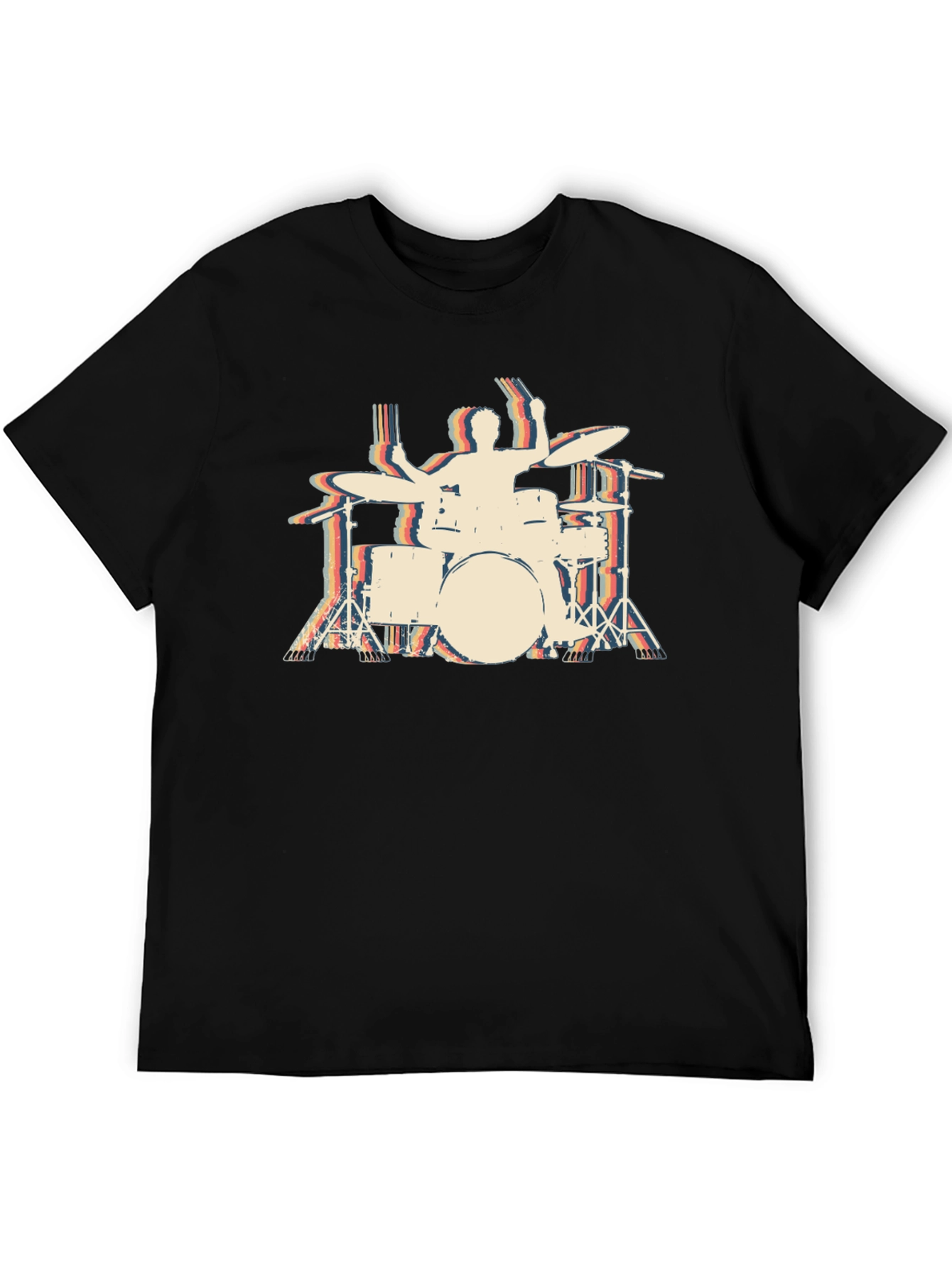 Black Retro Drummer T-Shirt - Black view 5