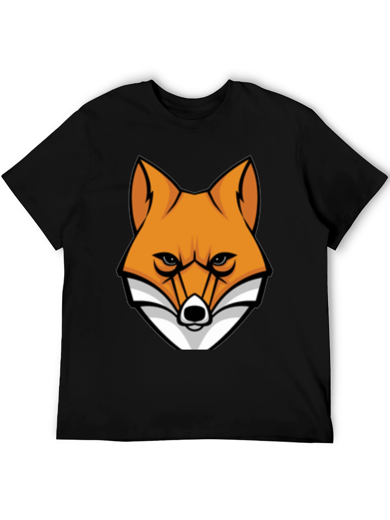 Black Cool Fox Graphic Tee - Black Cotton T-Shirt view 5