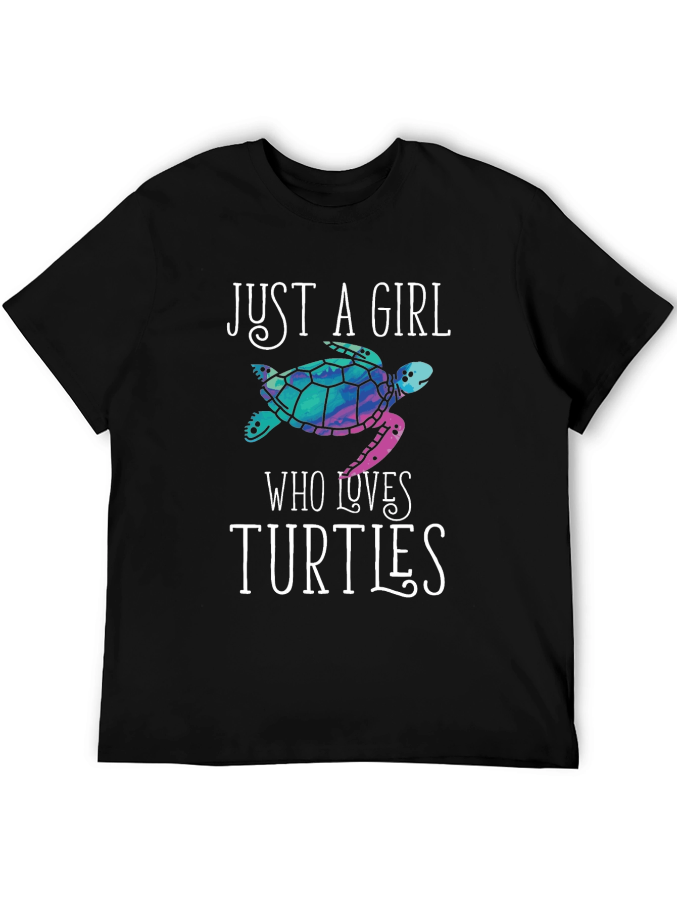 Black Just a Girl Who Loves Turtles T-Shirt view 5