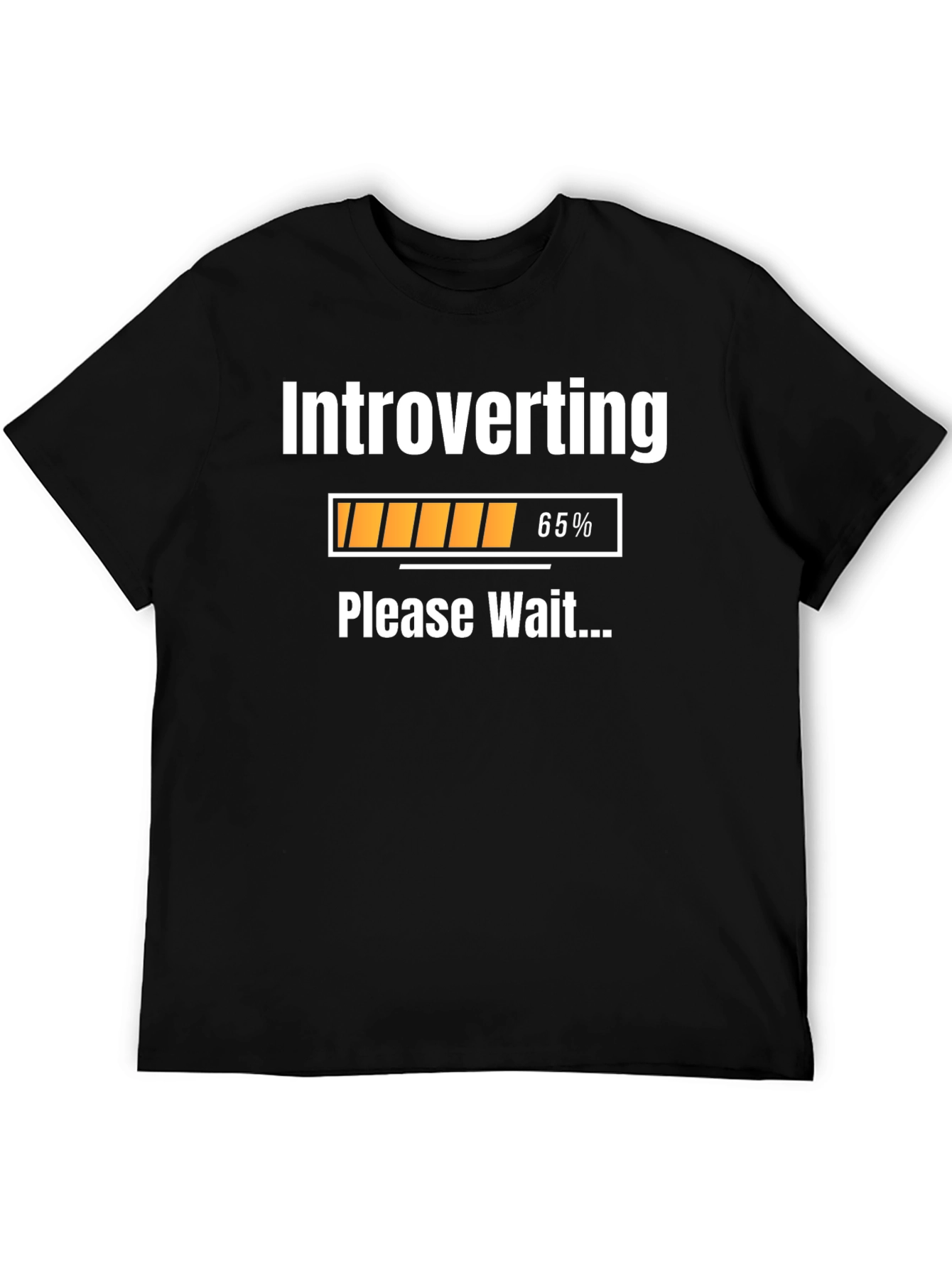 Black Introverting Please Wait T-Shirt - Funny Introvert Tee view 5