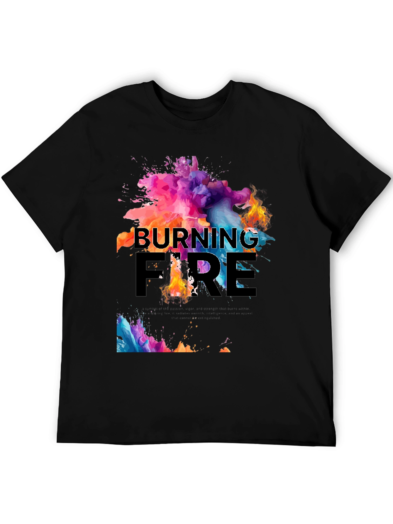 Black Burning Fire Graphic Print T-Shirt view 5