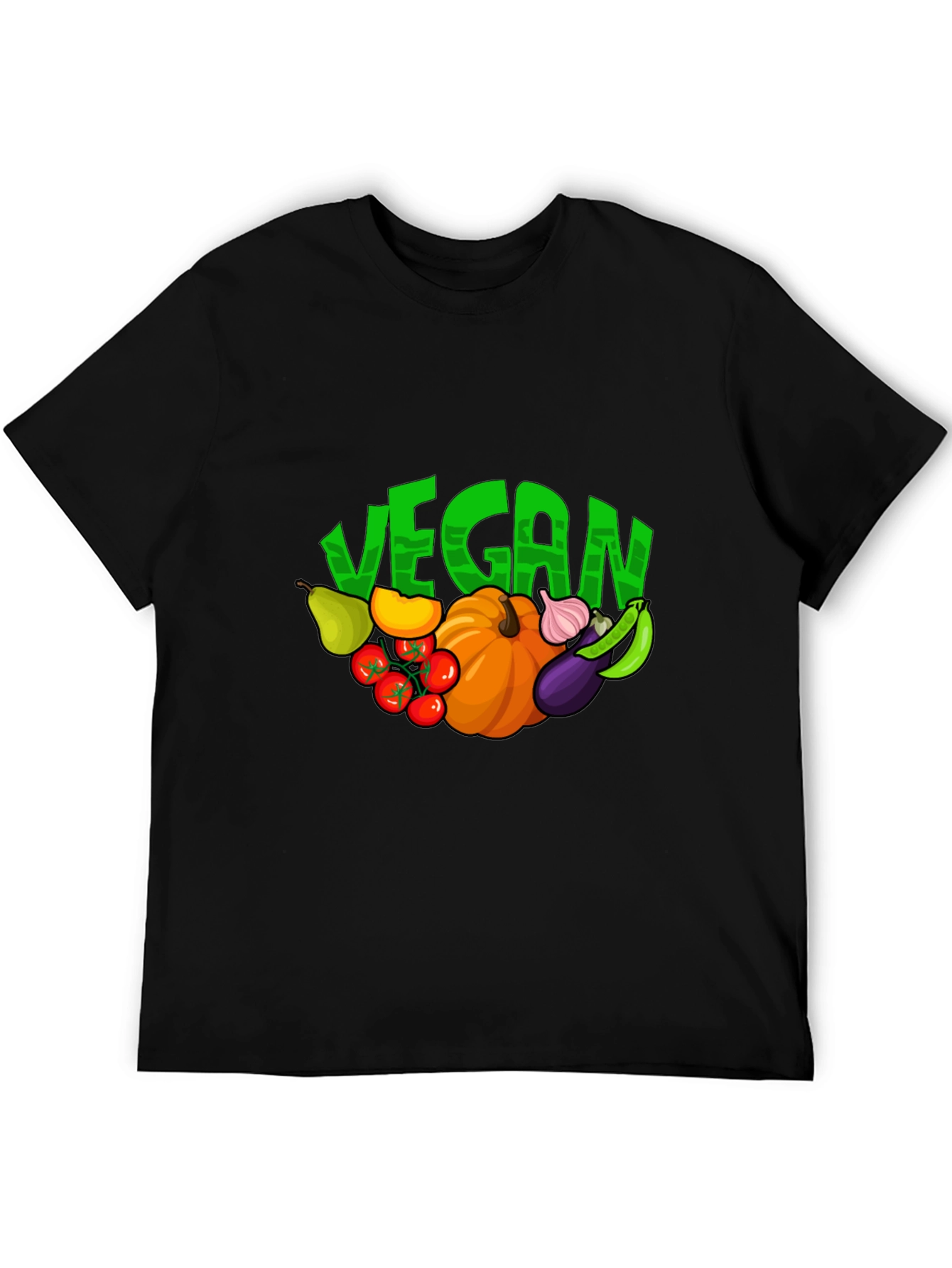 Black Vegan Vegetable Graphic Print T-Shirt view 5
