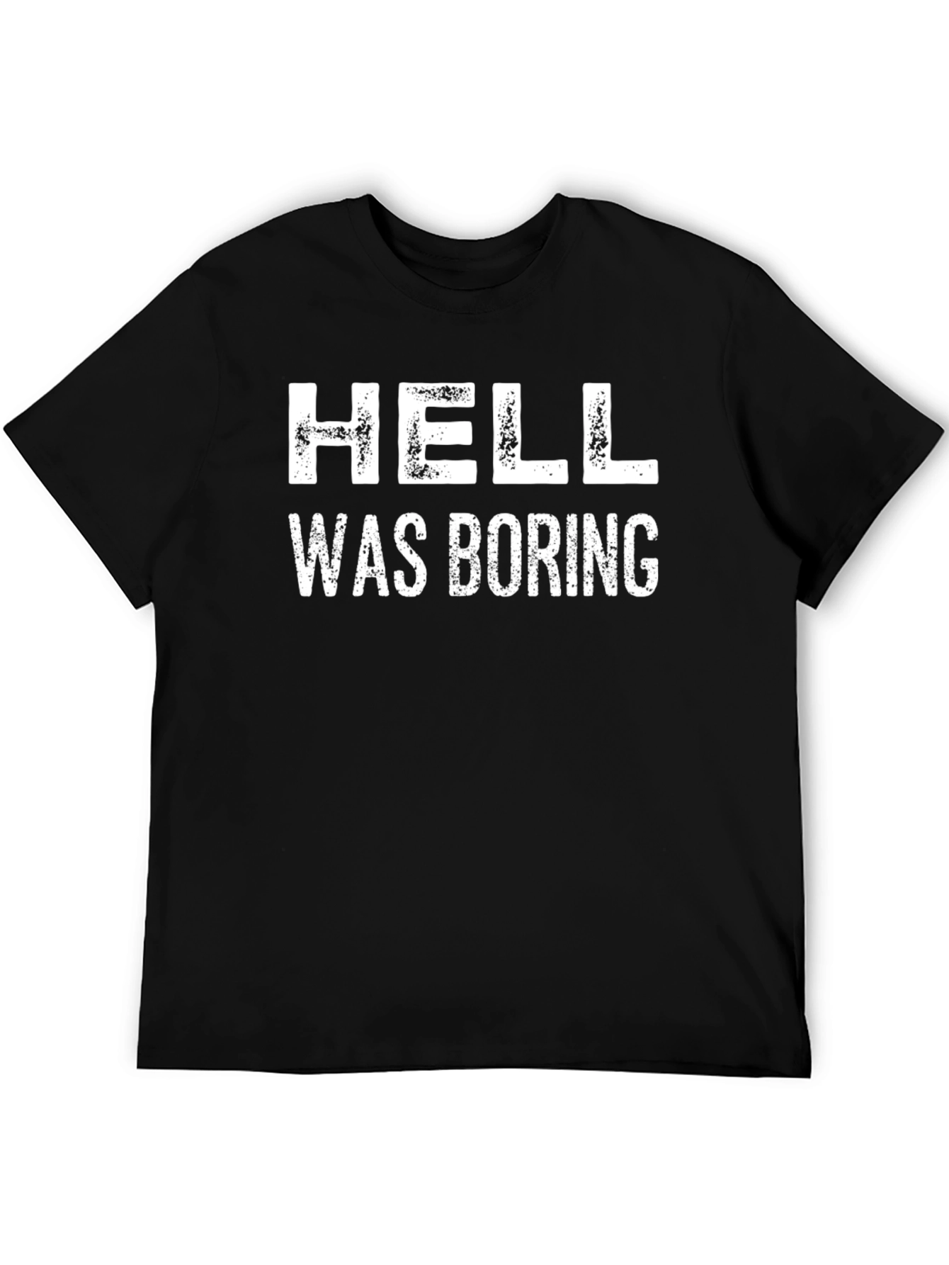Black Hell Was Boring Graphic Tee - Black Cotton view 5