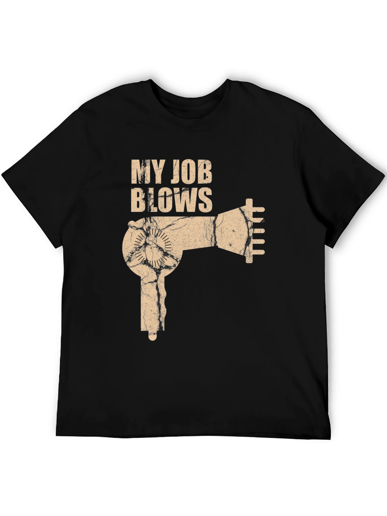Black My Job Blows T-Shirt - Hair Dryer Graphic Tee view 5