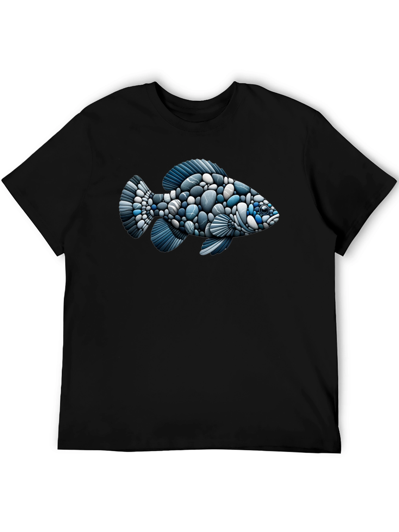 Black Stone Fish Graphic Tee - Black Cotton Blend Shirt view 5