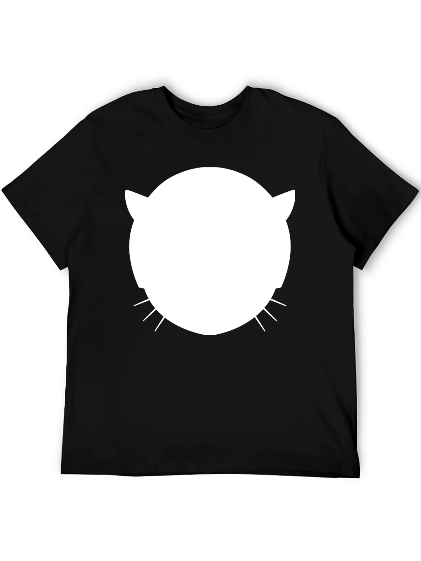Black Cool Cat Face Graphic Tee - Black Cotton Blend view 5