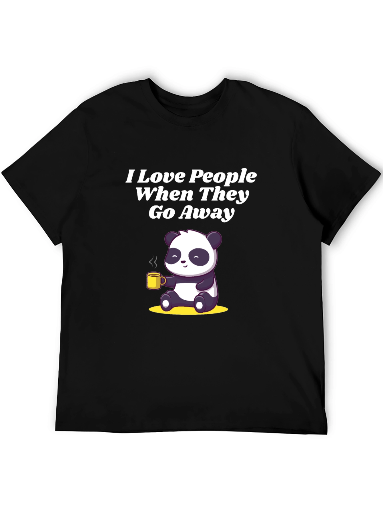 Black Funny Panda T-Shirt: I Love People When They Go Away view 5