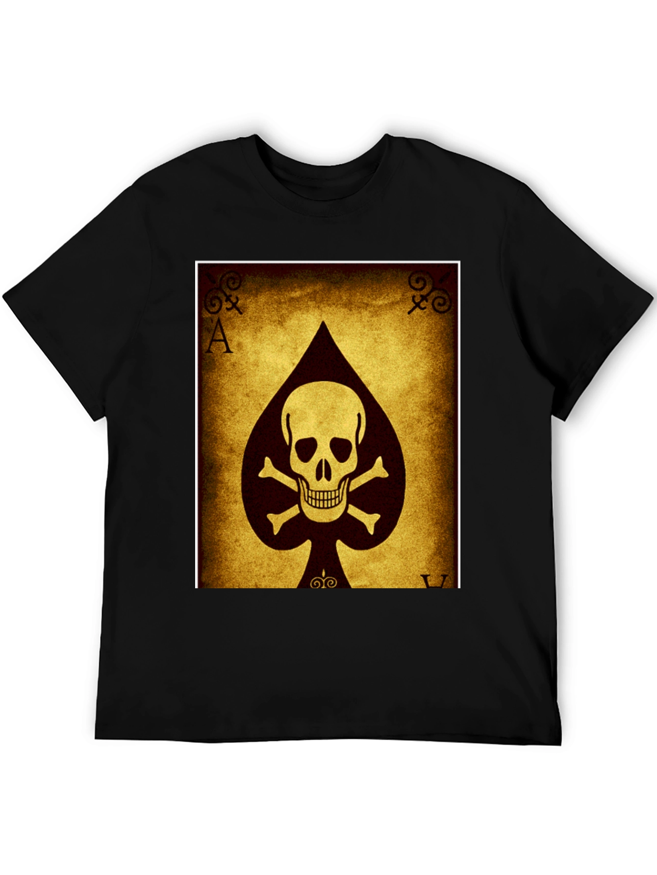 Black Ace of Spades Skull T-Shirt - Black Cotton Tee view 5