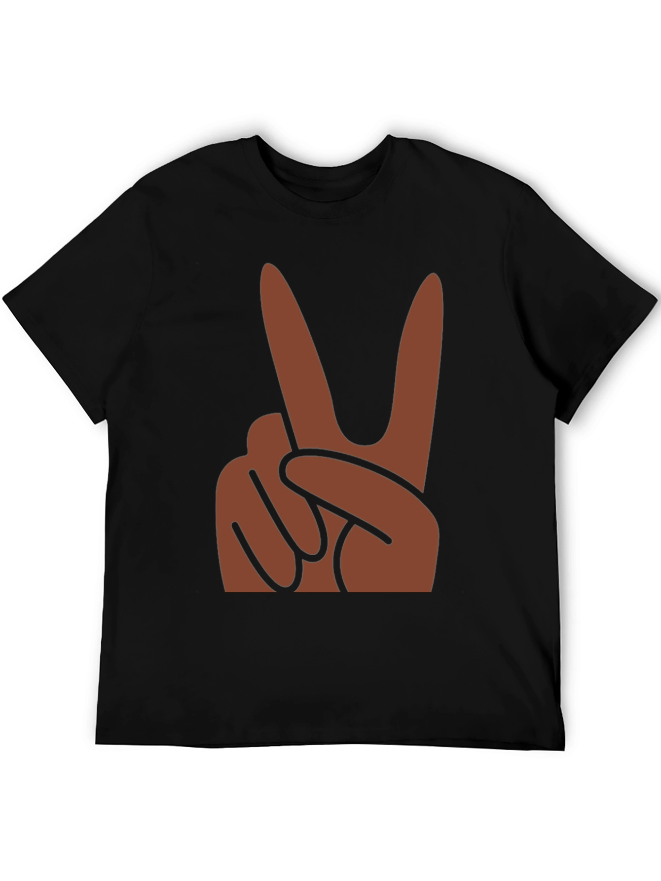 Black Peace Hand Sign Graphic Black T-Shirt view 5