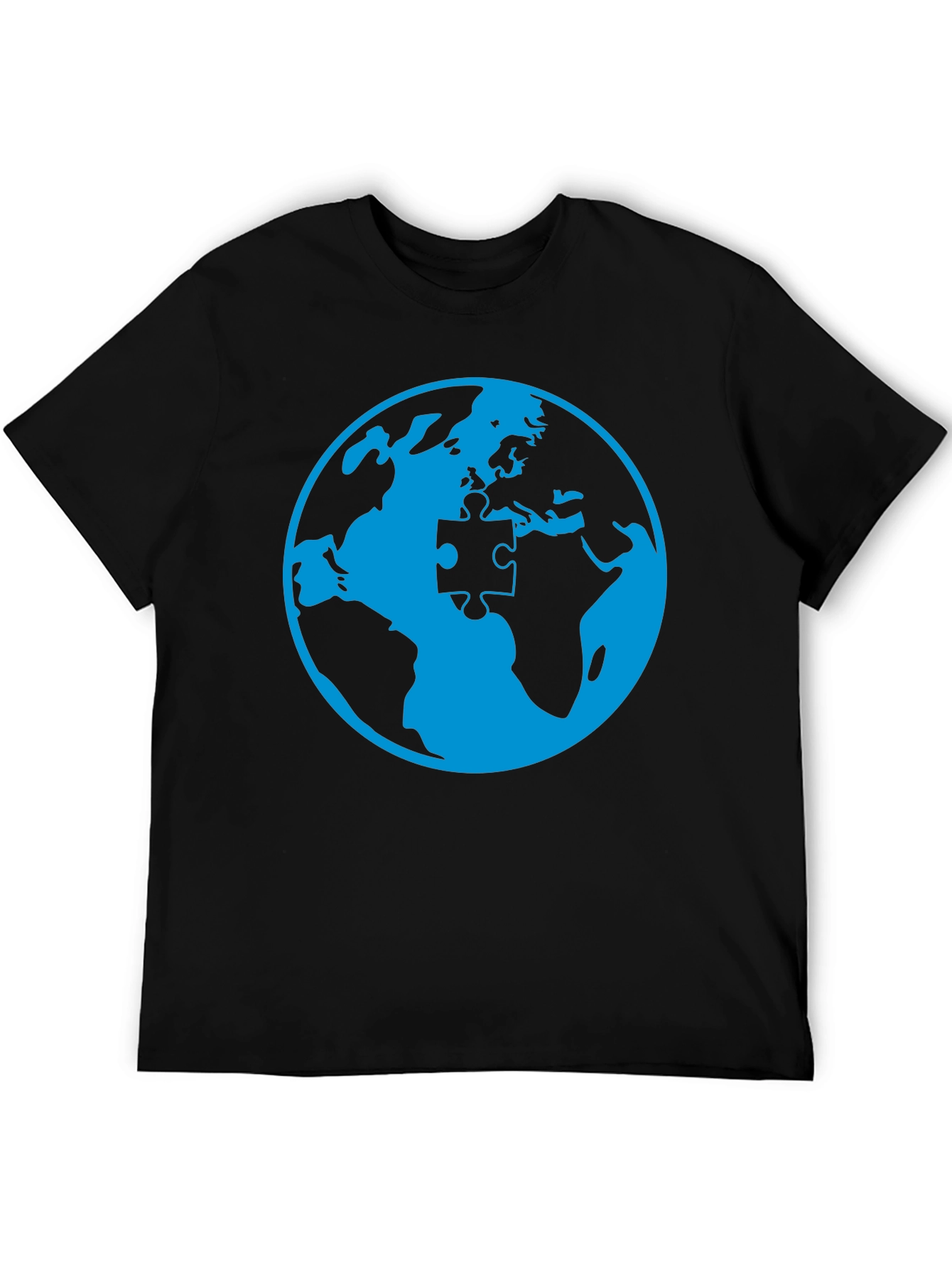 Black Autism Awareness World Puzzle Piece T-Shirt view 5