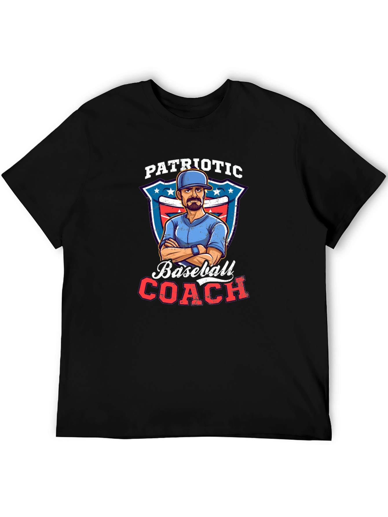 Black Patriotic Baseball Coach Graphic Tee view 5