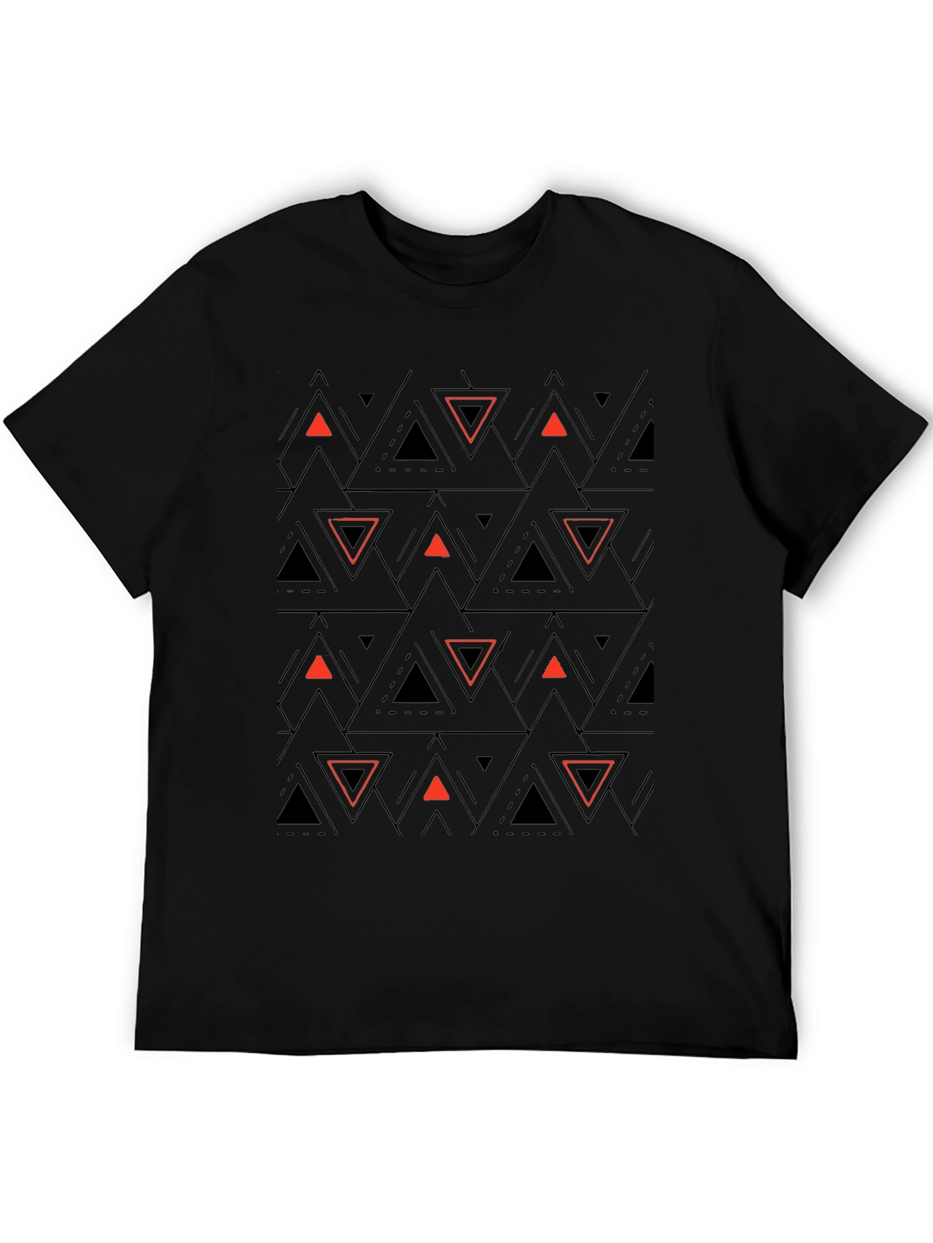 Black Geometric Triangle T-Shirt - Modern Design view 5