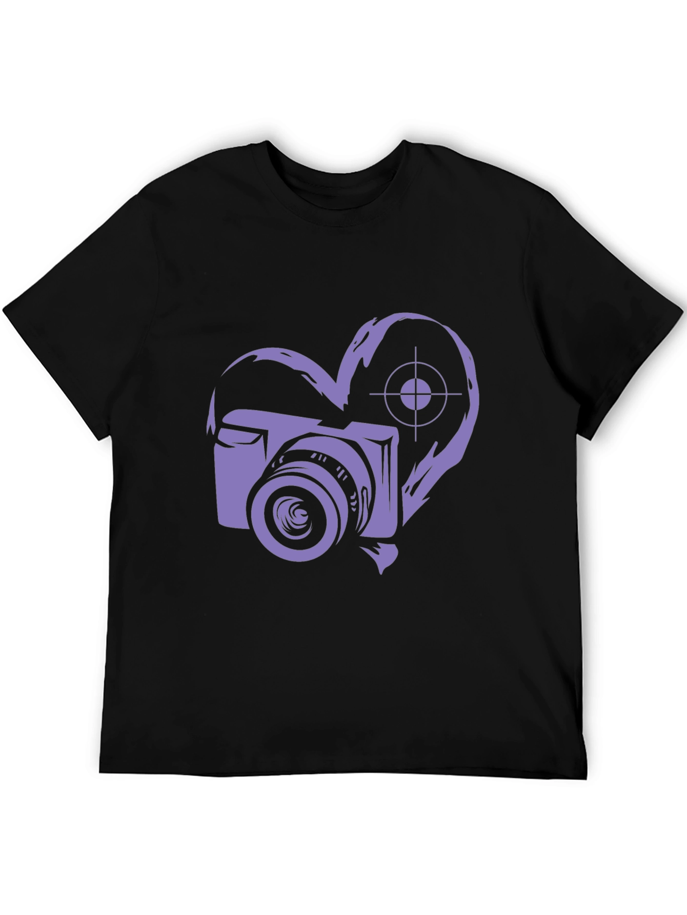 Camera Heart Graphic Black T-Shirt - 5