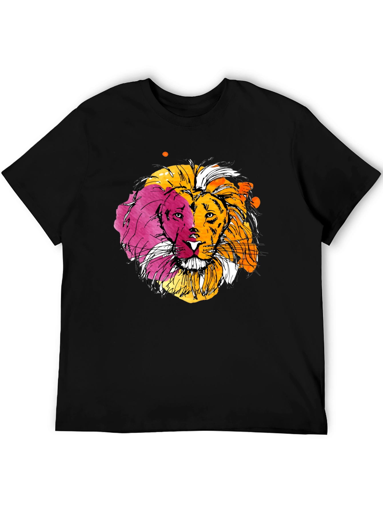 Black Lion Graphic Print Black T-Shirt view 5