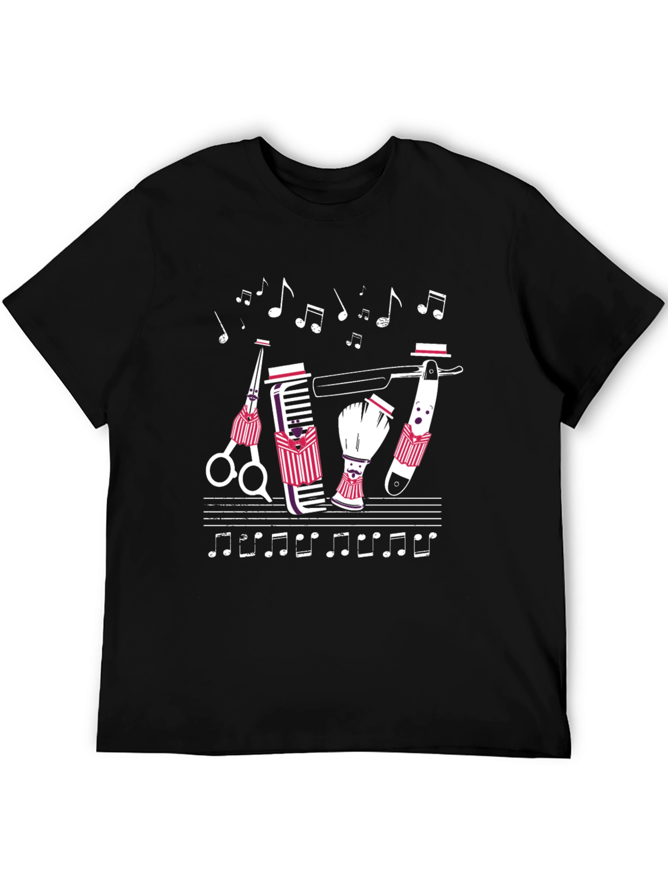 Black Barber Shop Quartet T-Shirt - Musical Barber Design view 5