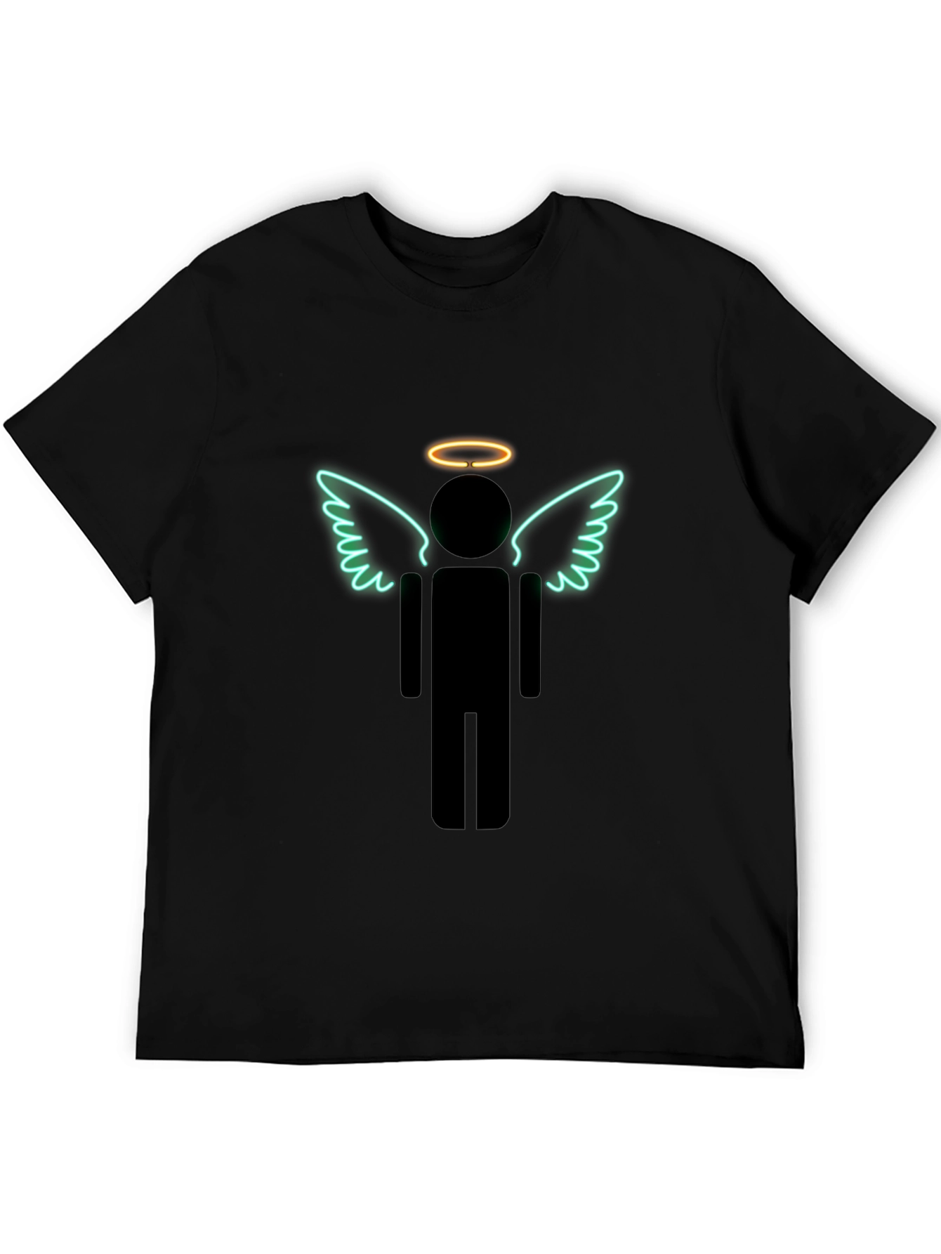Black Angel Stick Figure Graphic Tee - Men's Black T-Shirt view 5
