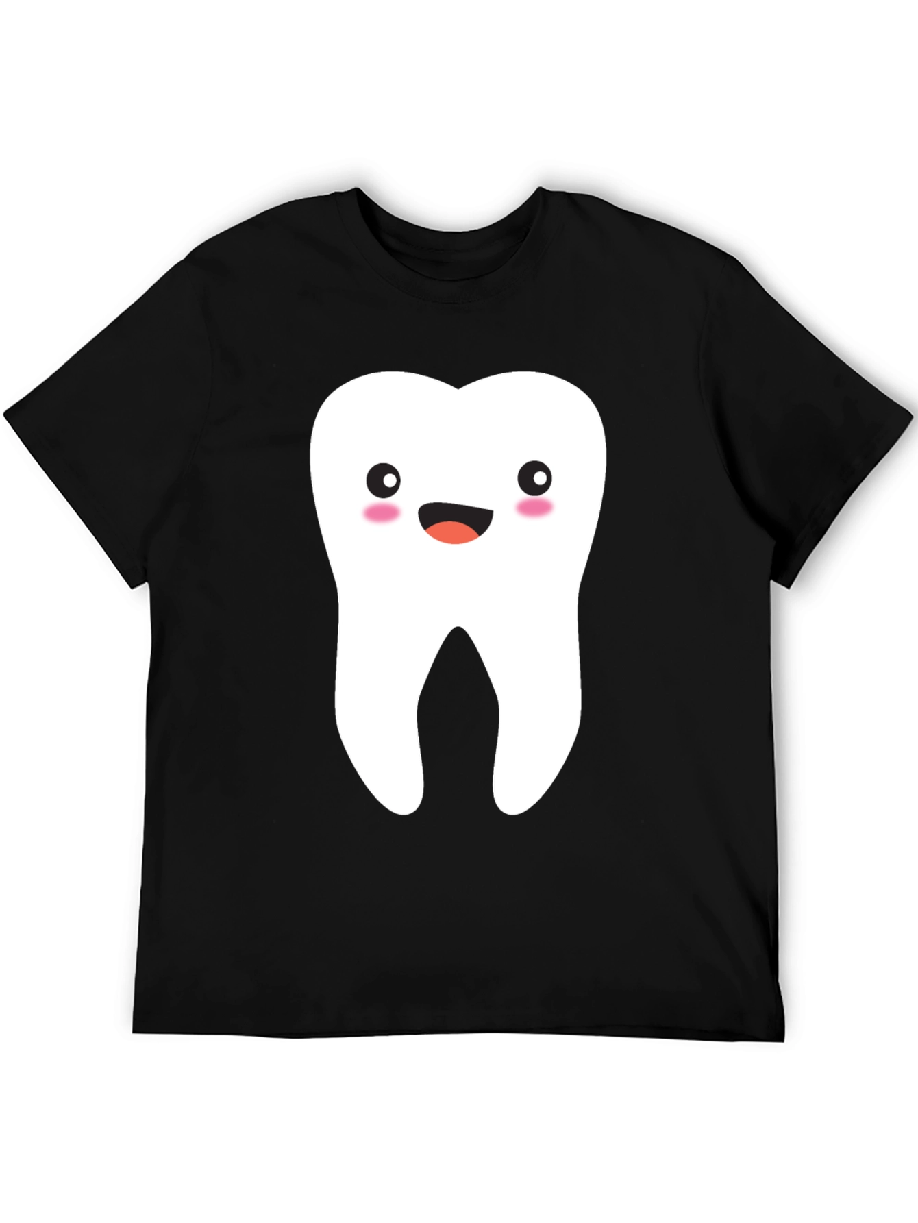 Black Cute Tooth Graphic Tee - Black Cotton T-Shirt view 5
