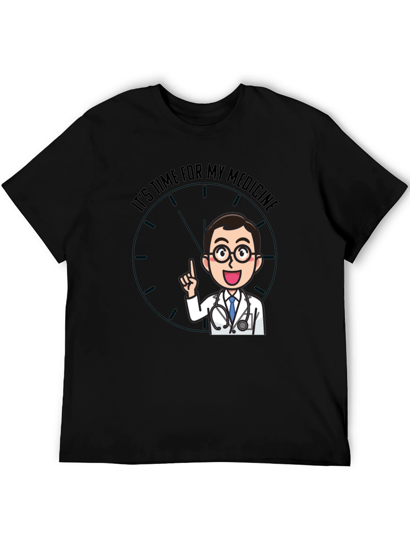 Black Time For Medicine Doctor Graphic T-Shirt view 5