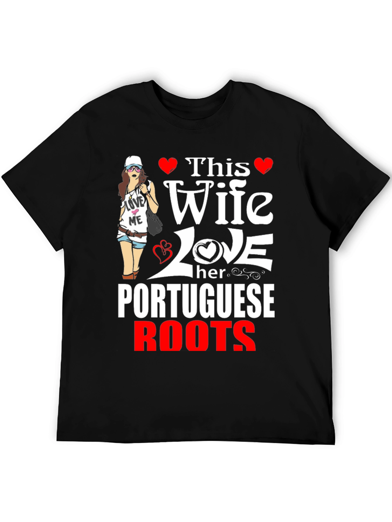 Black Wife Loves Portuguese Roots T-Shirt view 5