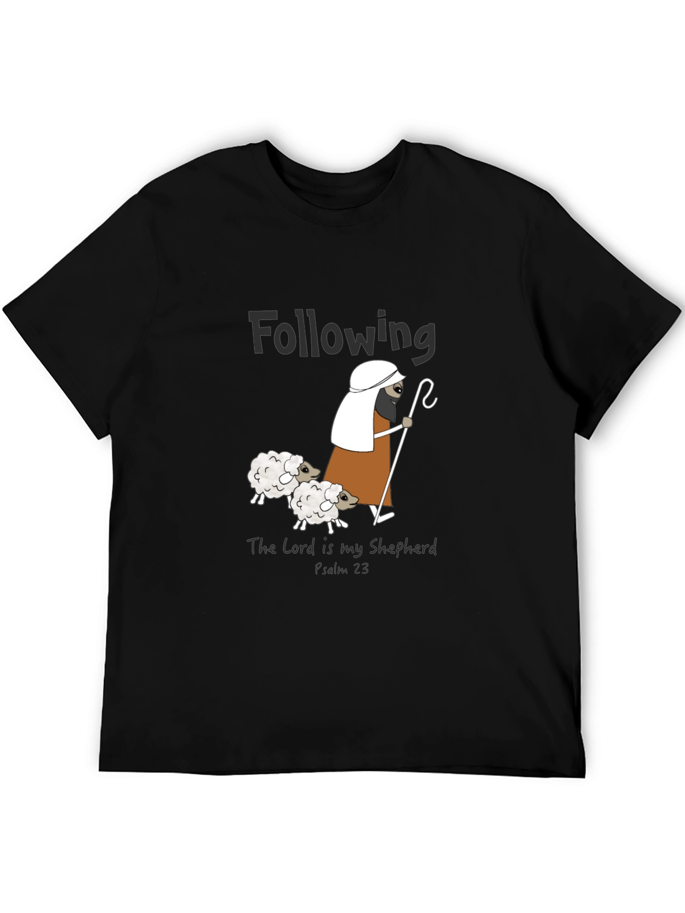 Black Following Sheep T-Shirt - The Lord Is My Shepherd Tee view 5