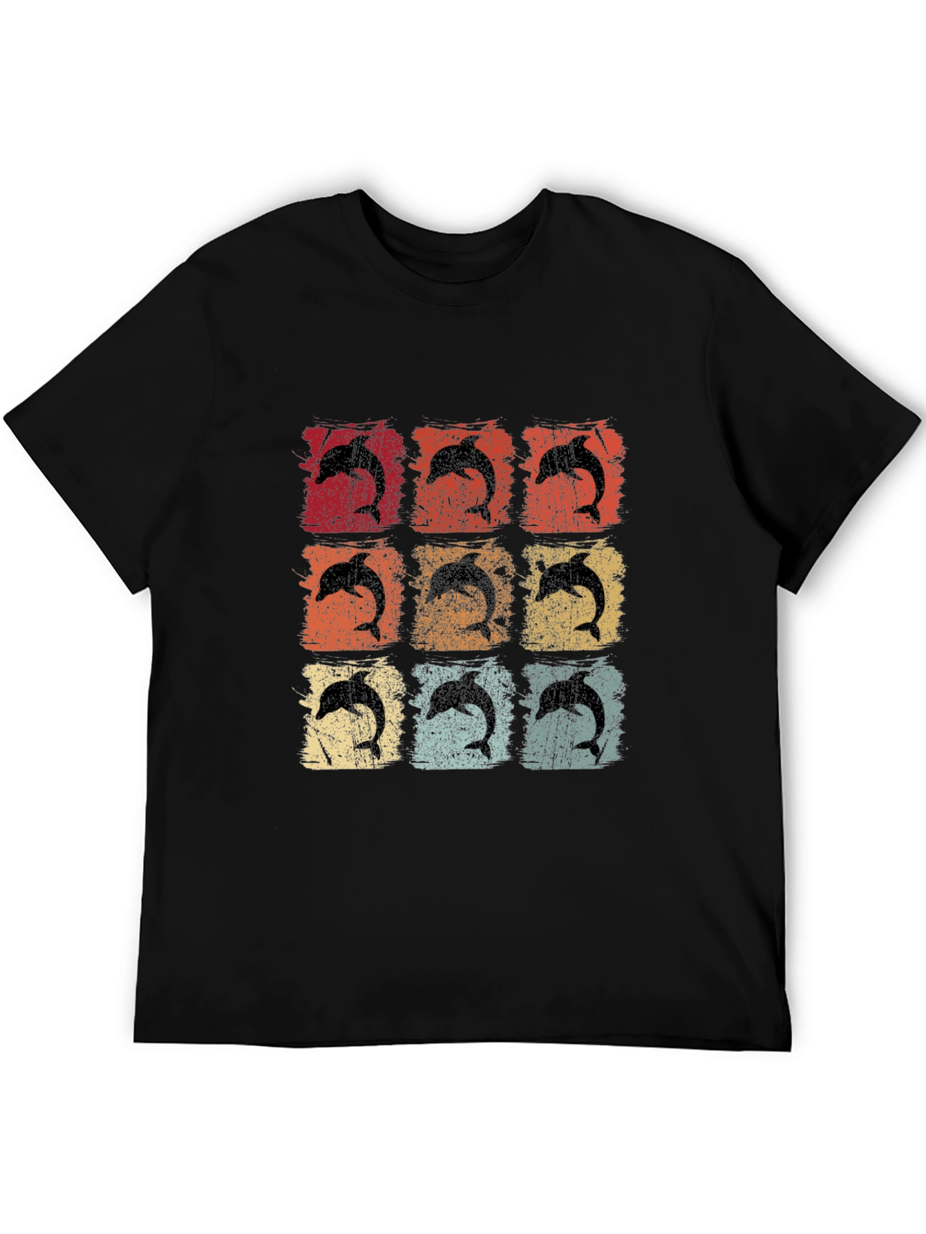 Black Retro Dolphin Grid T-Shirt view 5