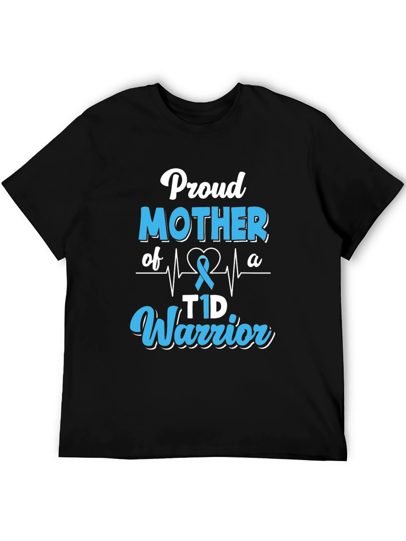 Black Proud Mother of a T1D Warrior Black T-Shirt view 5
