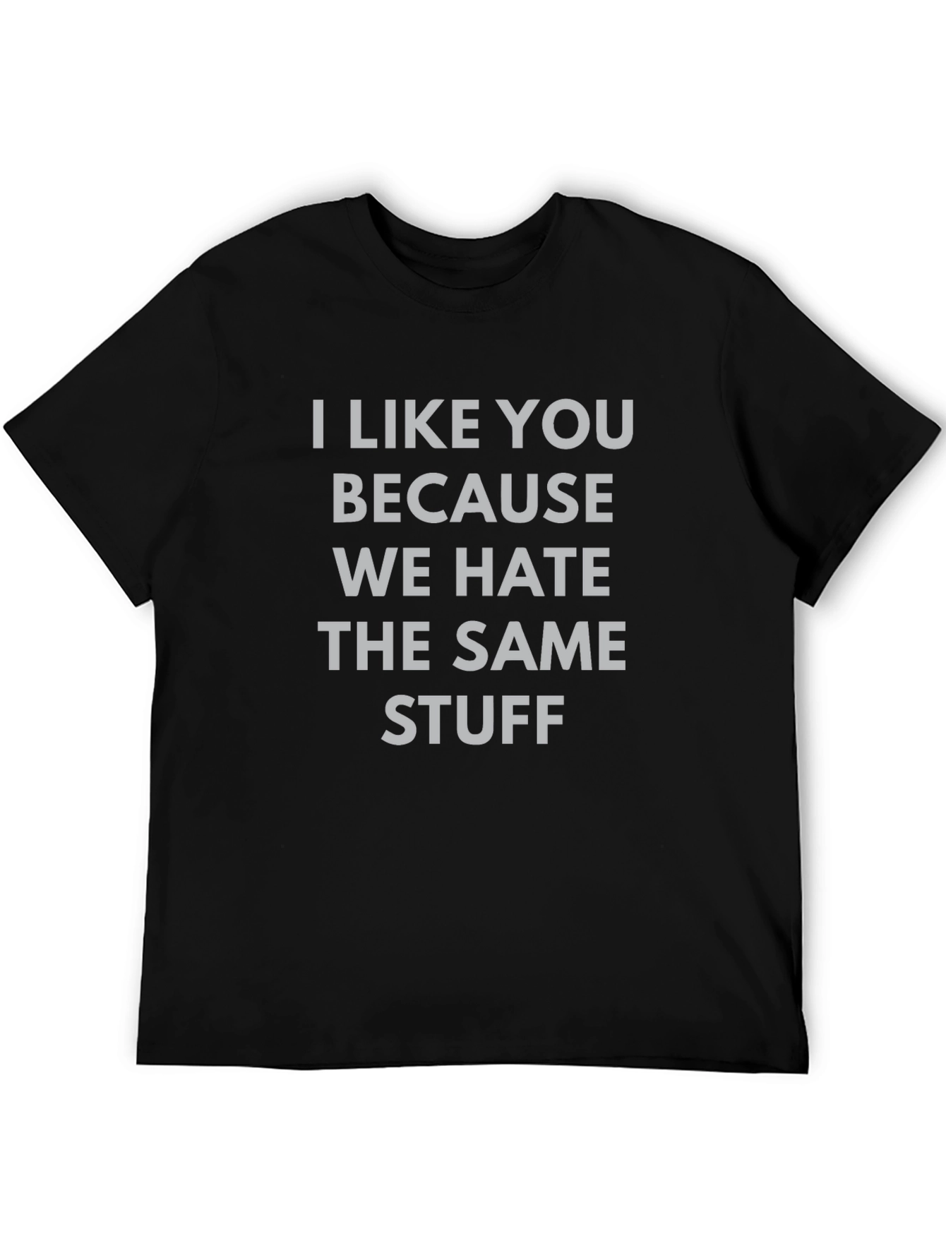 Black Funny Graphic Tee: I Like You Because We Hate Stuff view 5