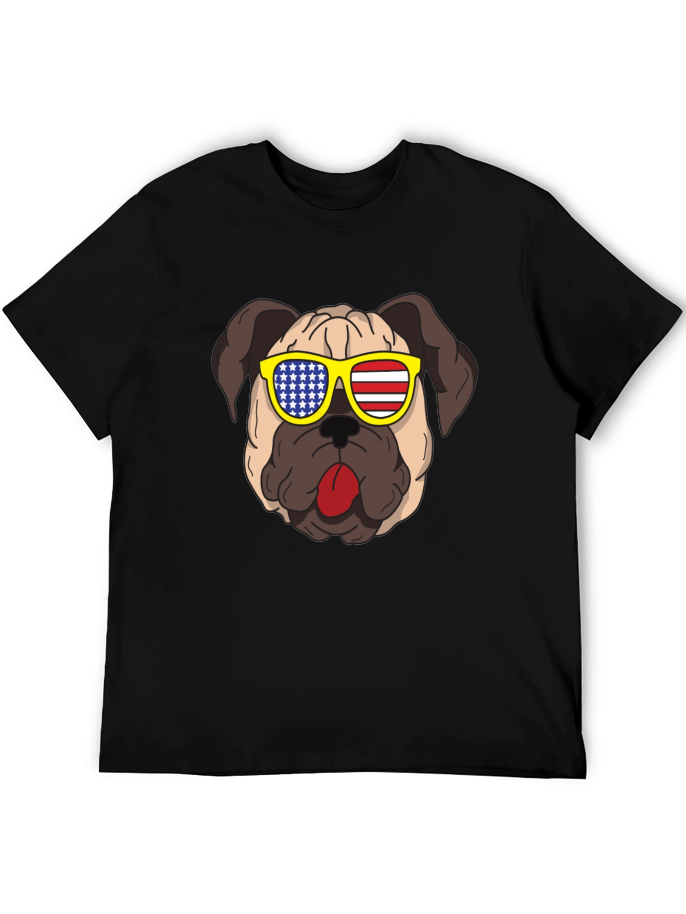 Black Patriotic Pug T-Shirt - USA Dog Tee view 5