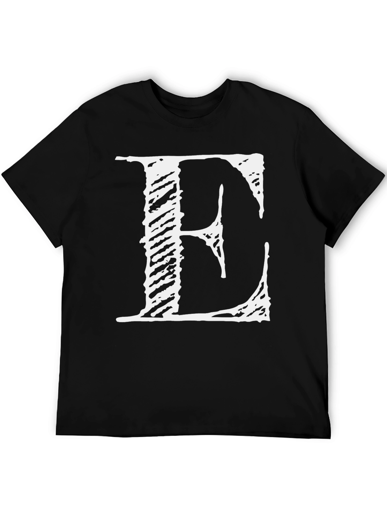 Black Bold 'E' Graphic Tee - Black Cotton Blend view 5
