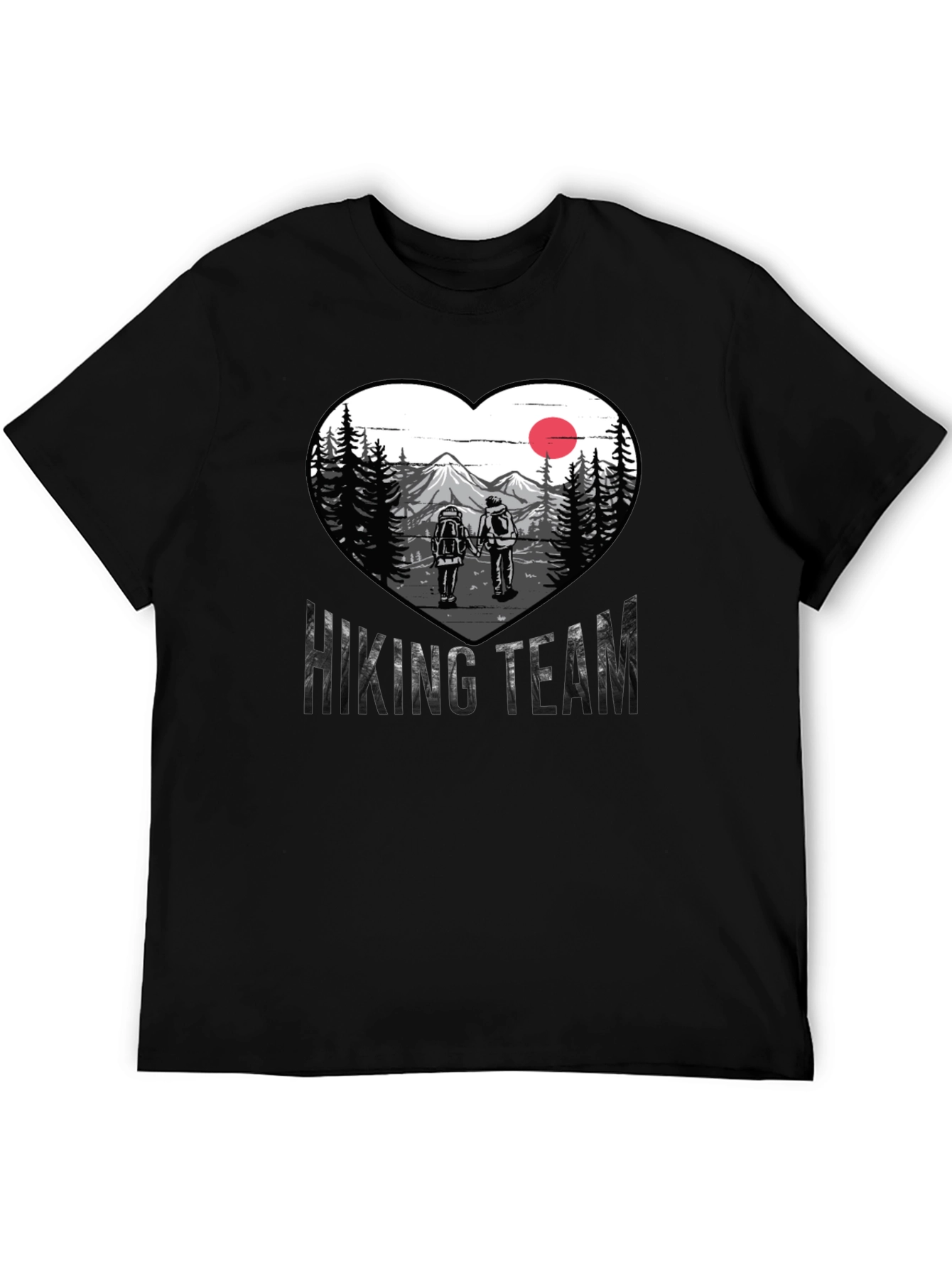 Black Hiking Team Heart Graphic Tee - Nature Lovers Shirt view 5