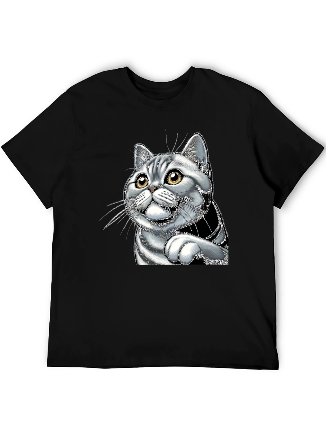 Black Cool Cat Graphic Tee - Men's Black T-Shirt view 5