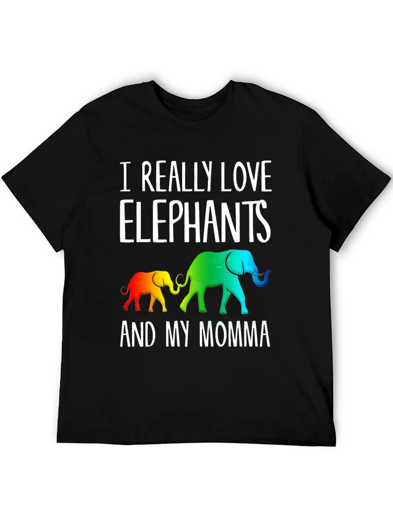 Black I Really Love Elephants And My Momma Graphic Tee view 5